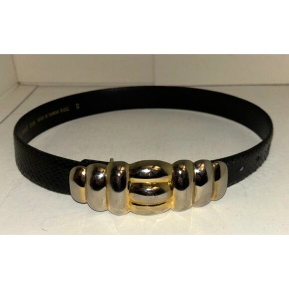 Jana Black Snake Skin Belt With Gold Ornate Buckle S - Picture 1 of 4